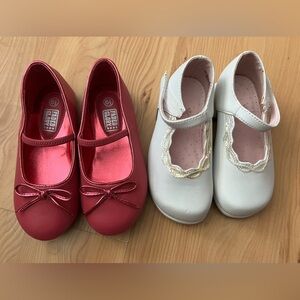 White Dress Shoes Pink Fancy Toddler Shoes Little Girl Shoes Sz 5 and 6.5